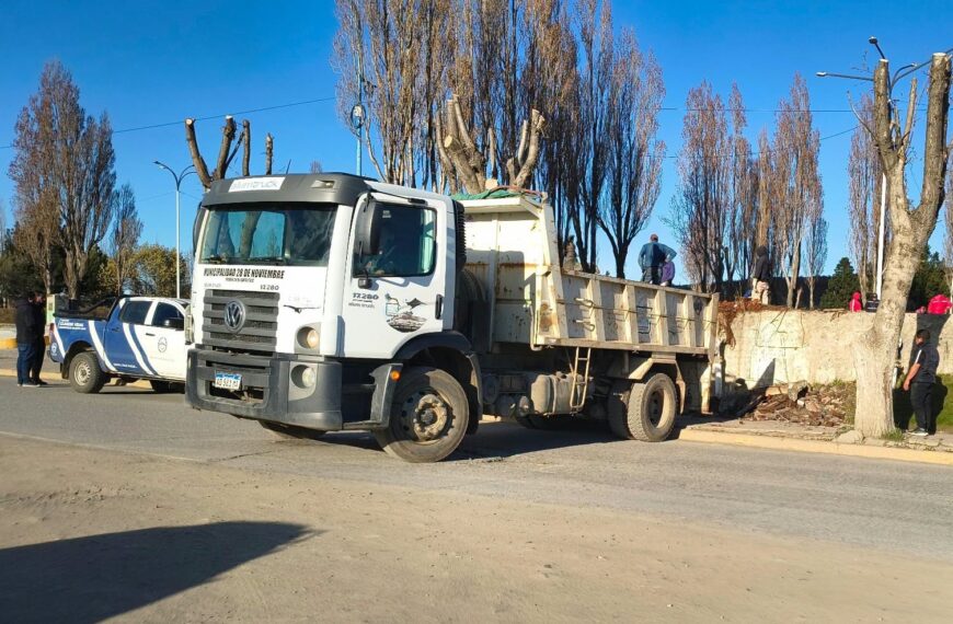 Trabajos de limpieza en la Plaza Guemes