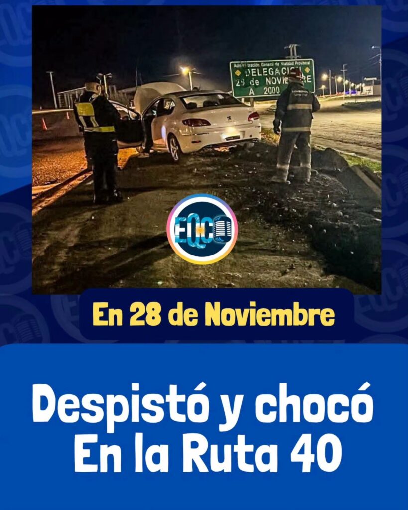 Despistó y chocó en la Ruta 40